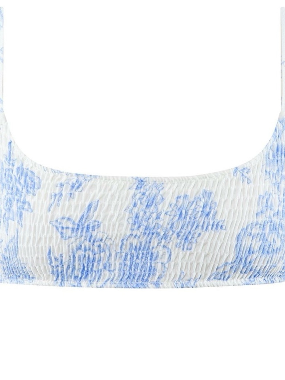 Triangl Swimwear Inesa Indigo Top - White and Light Blue Floral Bikini Top